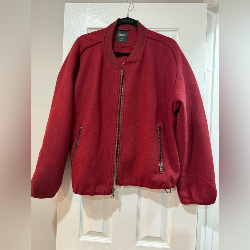 Worn once cranberry bomber jacket
